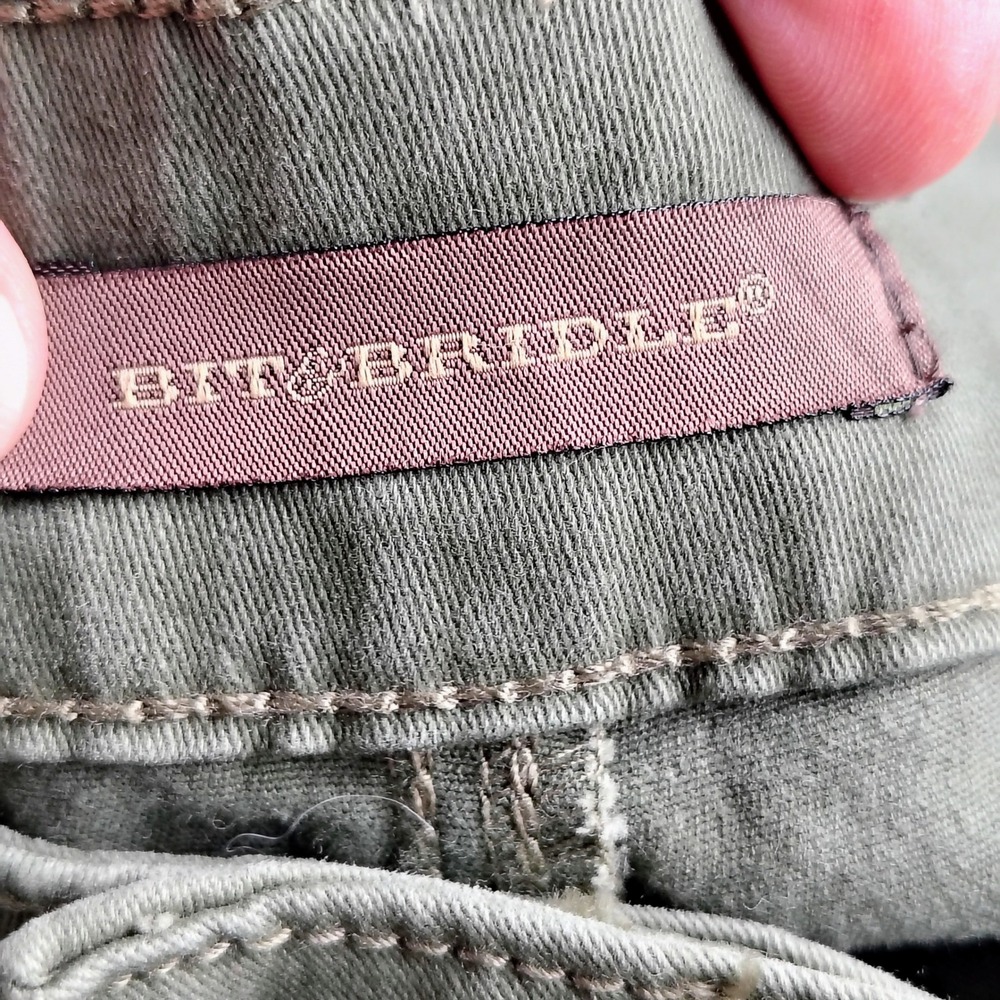 Bit & Bridle Olive Green Utility Patch Pocket Pants Slim Straight Size 10 - Picture 4 of 7